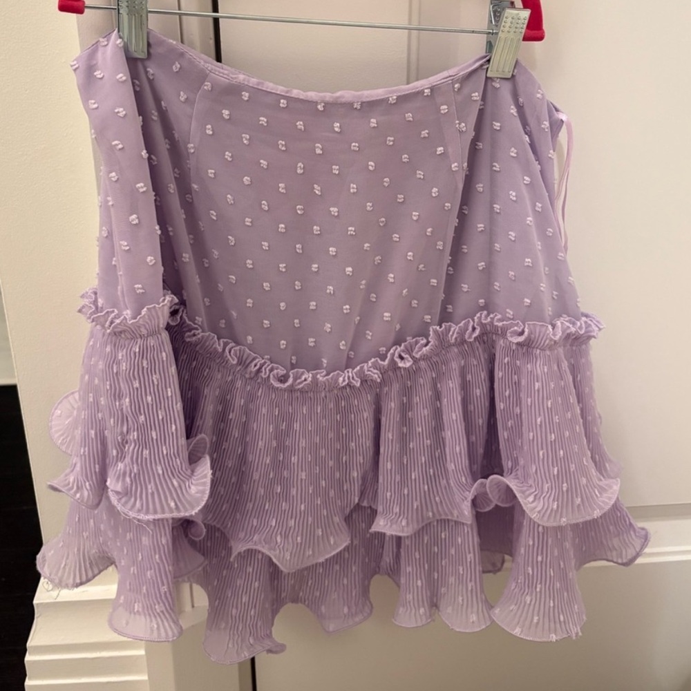 Indikah Chic Lavender Ruffled Mini Skirt